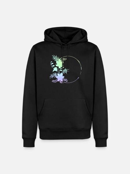 Circular frame flowers ornaments - Men’s Premium Organic Hoodie - black