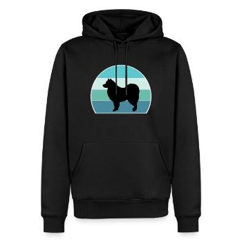 Finnischer Lapphund Dog Silhouette Vintage Sonnenuntergang für - Männer Premium Bio Hoodie - Schwarz - Vorne - Nico (187cm)