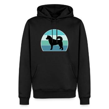 Ostsibirische Laika Dog Silhouette Vintage Sonnenuntergang - Männer Premium Bio Hoodie - Schwarz - Vorne - Nico (187cm)
