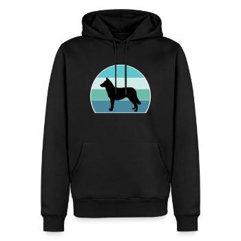 Lapponian Herder Dog Silhouette Vintage Sonnenuntergang für - Männer Premium Bio Hoodie - Schwarz - Vorne - Nico (187cm)