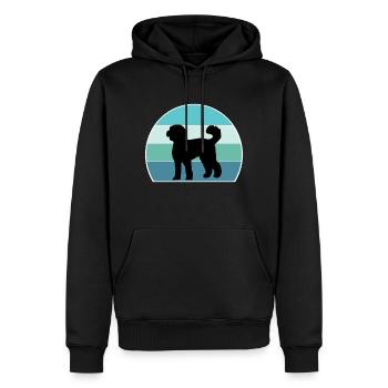 Labradoodle Dog Silhouette Vintage Sonnenuntergang für Hund - Männer Premium Bio Hoodie - Schwarz - Vorne - Nico (187cm)