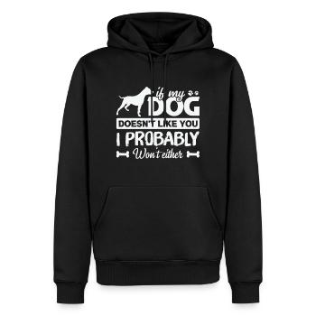 Citation de Noël pour chien si mon chien ne vous aime pas vous amuser - Sweat à capuche Premium bio Homme - noir - Devant - Nico (187cm)
