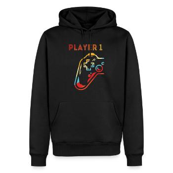 Gamer Quote Matching Gamer Paar Spieler 1 - Männer Premium Bio Hoodie - Schwarz - Vorne - Nico (187cm)