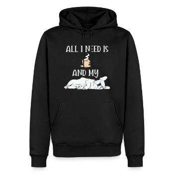 Dog Quote Coffee et mon Frenchie Bulldog - Sweat à capuche Premium bio Homme - noir - Devant - Nico (187cm)