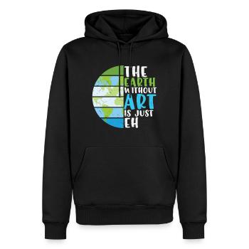Earth Quote Die Erde ohne Kunst ist just eh - Männer Premium Bio Hoodie - Schwarz - Vorne - Nico (187cm)