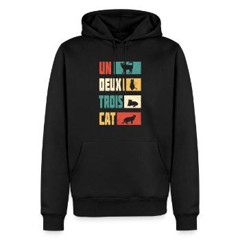 Katze Weihnachtszitat Un Deux Trois Katze Vintage Katze - Männer Premium Bio Hoodie - Schwarz - Vorne - Nico (187cm)