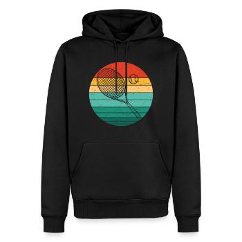 Tennis Zitat Retro Tennis Schläger Und Ball Coach - Männer Premium Bio Hoodie - Schwarz - Vorne - Nico (187cm)
