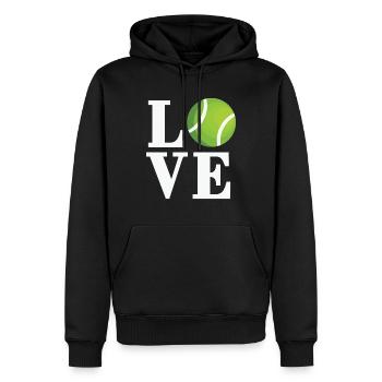 Tennis Zitat Ich liebe Tennis - Männer Premium Bio Hoodie - Schwarz - Vorne - Nico (187cm)