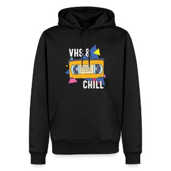 Vintage Retro Gift VHS Et Chill 90's - Sweat à capuche Premium bio Homme - noir - Devant - Nico (187cm)