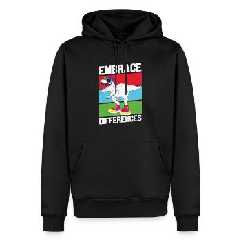 Autisme Citation Embrasser les différences Autisme Dinosaure - Sweat à capuche Premium bio Homme - noir - Devant - Nico (187cm)
