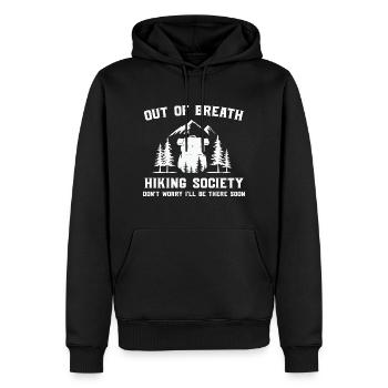 Citation de randonnée Hors de souffle Société de randonnée - Sweat à capuche Premium bio Homme - noir - Devant - Nico (187cm)