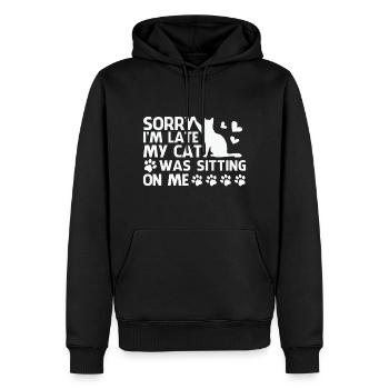 Citation de Noël de chat Désolé je suis en retard Mon chat était assis - Sweat à capuche Premium bio Homme - noir - Devant - Nico (187cm)