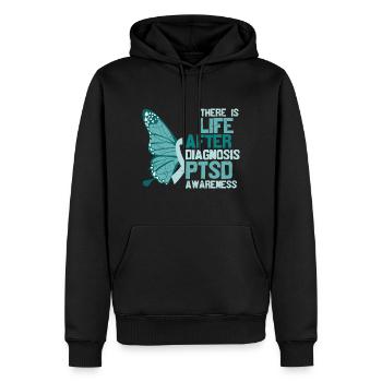 Das Leben nach der Diagnose PTBS-Bewusstsein - Männer Premium Bio Hoodie - Schwarz - Vorne - Nico (187cm)