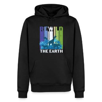Earth Quote Earth Quote Rewild And Save The Earth - Männer Premium Bio Hoodie - Schwarz - Vorne - Nico (187cm)