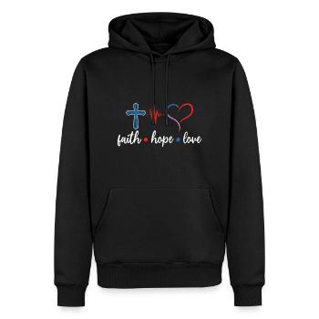 Citation infirmière Faith Hope Love Étudiante infirmière médicale - Sweat à capuche Premium bio Homme - noir - Devant - Nico (187cm)
