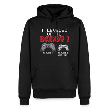 Gamer Quote Mens Leveled Up To Daddy Gamer Pregnan - Männer Premium Bio Hoodie - Schwarz - Vorne - Nico (187cm)