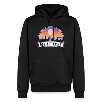 Belfast Irlande du Nord Skyline Vintage Sunset Tr - Sweat à capuche Premium bio Homme - noir - Devant - Nico (187cm)