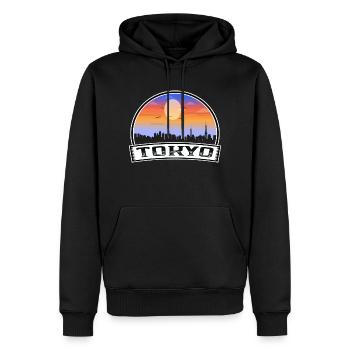 Tokyo Japan Skyline Vintage Sonnenuntergang Reise Souvenir - Männer Premium Bio Hoodie - Schwarz - Vorne - Nico (187cm)