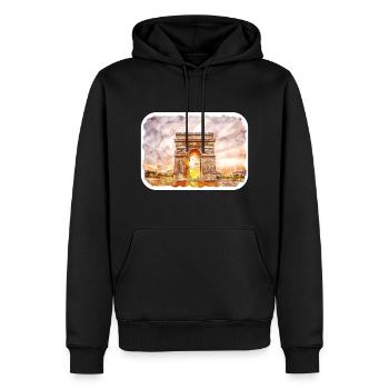 Paris Frankreich Aquarellskizze Gezeichnete Illustration - Männer Premium Bio Hoodie - Schwarz - Vorne - Nico (187cm)
