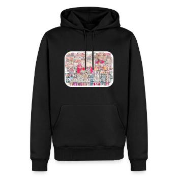 Porto Portugal Watercolor Sketch Drawn Illustratio - Men’s Premium Organic Hoodie - black - Front - Nico (187cm)