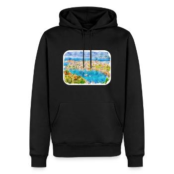 Dinde Aquarelle Esquisse Dessinée à la main Illustration - Sweat à capuche Premium bio Homme - noir - Devant - Nico (187cm)