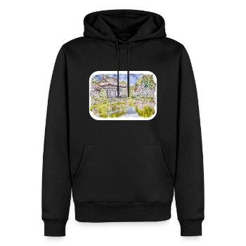 Kyoto Japan Aquarell Skizze gezeichnete Illustration - Männer Premium Bio Hoodie - Schwarz - Vorne - Nico (187cm)
