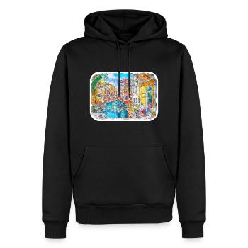 Venedig Italien Aquarellskizze Gezeichnete Illustration - Männer Premium Bio Hoodie - Schwarz - Vorne - Nico (187cm)
