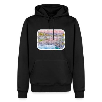 Paris Frankreich Aquarellskizze Gezeichnete Illustration - Männer Premium Bio Hoodie - Schwarz - Vorne - Nico (187cm)