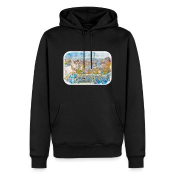 Barcelona Spanien Aquarellskizze Gezeichnete Zeichnung - Männer Premium Bio Hoodie - Schwarz - Vorne - Nico (187cm)