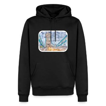 Uk Landmark Watercolor Sketch Painting Illustratio - Men’s Premium Organic Hoodie - black - Front - Nico (187cm)