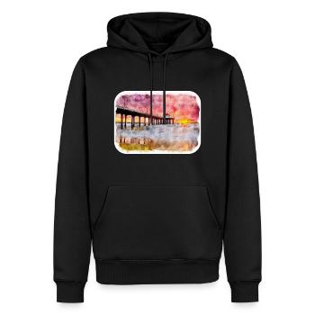Illustration de croquis à l’aquarelle de Californie usa - Sweat à capuche Premium bio Homme - noir - Devant - Nico (187cm)