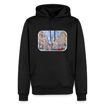 Londres UK Aquarelle Esquisse Dessinée à la Main Peinture - Sweat à capuche Premium bio Homme - noir - Devant - Nico (187cm)