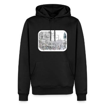 Vienne Autriche Aquarelle Esquisse Peinture - Sweat à capuche Premium bio Homme - noir - Devant - Nico (187cm)