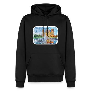 Allemagne Aquarelle Esquisse Dessinée à la main Illustration - Sweat à capuche Premium bio Homme - noir - Devant - Nico (187cm)