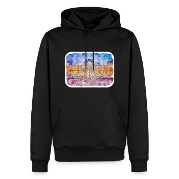 Paris Frankreich Aquarell Skizze Zeichnung Zeichnung - Männer Premium Bio Hoodie - Schwarz - Vorne - Nico (187cm)