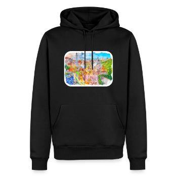 Barcelona Spanien Aquarell Skizze gezeichnet Illustrati - Männer Premium Bio Hoodie - Schwarz - Vorne - Nico (187cm)