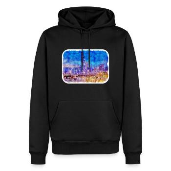 Chicago USA Aquarell Skizze gezeichnete Illustration - Männer Premium Bio Hoodie - Schwarz - Vorne - Nico (187cm)