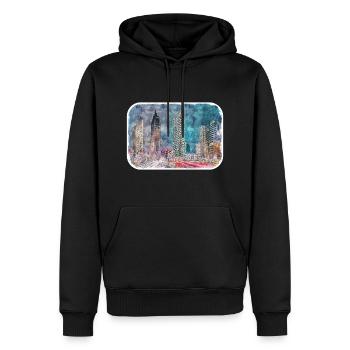 Berlin Allemagne Aquarelle Esquisse Dessinée Peinture - Sweat à capuche Premium bio Homme - noir - Devant - Nico (187cm)