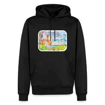 Nature Aquarelle Esquisse Dessinée à la main Illustration - Sweat à capuche Premium bio Homme - noir - Devant - Nico (187cm)
