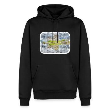 Schottland UK Aquarellskizze Gezeichnete Illustration - Männer Premium Bio Hoodie - Schwarz - Vorne - Nico (187cm)