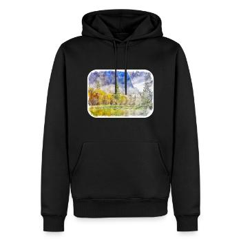 Illustration de croquis à l’aquarelle de Californie usa - Sweat à capuche Premium bio Homme - noir - Devant - Nico (187cm)