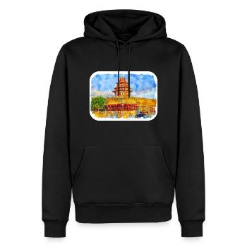 Illustration de l’esquisse à l’aquarelle de Pékin - Sweat à capuche Premium bio Homme - noir - Devant - Nico (187cm)