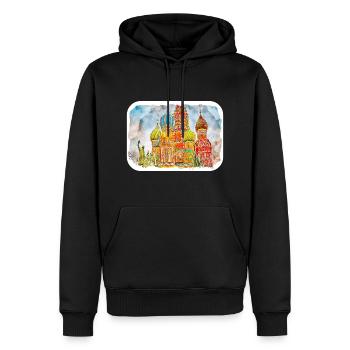 Moscou Russie Aquarelle Esquisse Dessinée Peinture - Sweat à capuche Premium bio Homme - noir - Devant - Nico (187cm)