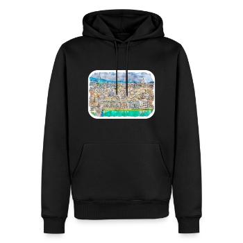 Zürich Schweiz Aquarellskizze gezeichnet Paintin - Männer Premium Bio Hoodie - Schwarz - Vorne - Nico (187cm)