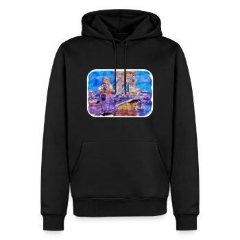 Budapest Ungarn Aquarell Skizze Illustration - Männer Premium Bio Hoodie - Schwarz - Vorne - Nico (187cm)
