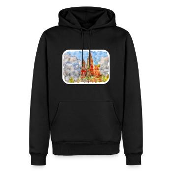 Moscou Russie Aquarelle Esquisse Dessin Dessiné - Sweat à capuche Premium bio Homme - noir - Devant - Nico (187cm)