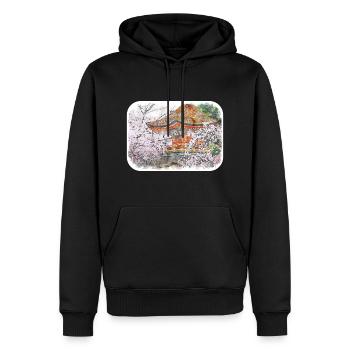 Kyoto Japan Aquarell Skizze Gemälde Illustratio - Männer Premium Bio Hoodie - Schwarz - Vorne - Nico (187cm)