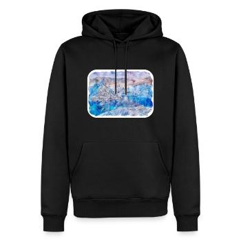 Norvège Aquarelle Esquisse Dessinée à la main Illustration - Sweat à capuche Premium bio Homme - noir - Devant - Nico (187cm)