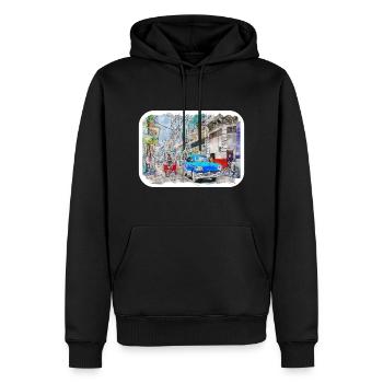 Habana Kuba Aquarell Skizze Gezeichnete Illustration - Männer Premium Bio Hoodie - Schwarz - Vorne - Nico (187cm)
