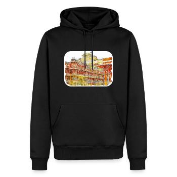 Jaipur Inde Aquarelle Esquisse Peinture Dessinée - Sweat à capuche Premium bio Homme - noir - Devant - Nico (187cm)